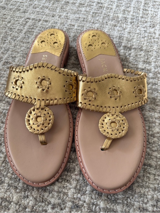 Jack Rogers Shoes - Jack Rogers Gold Leather Toe-Loop Sandals